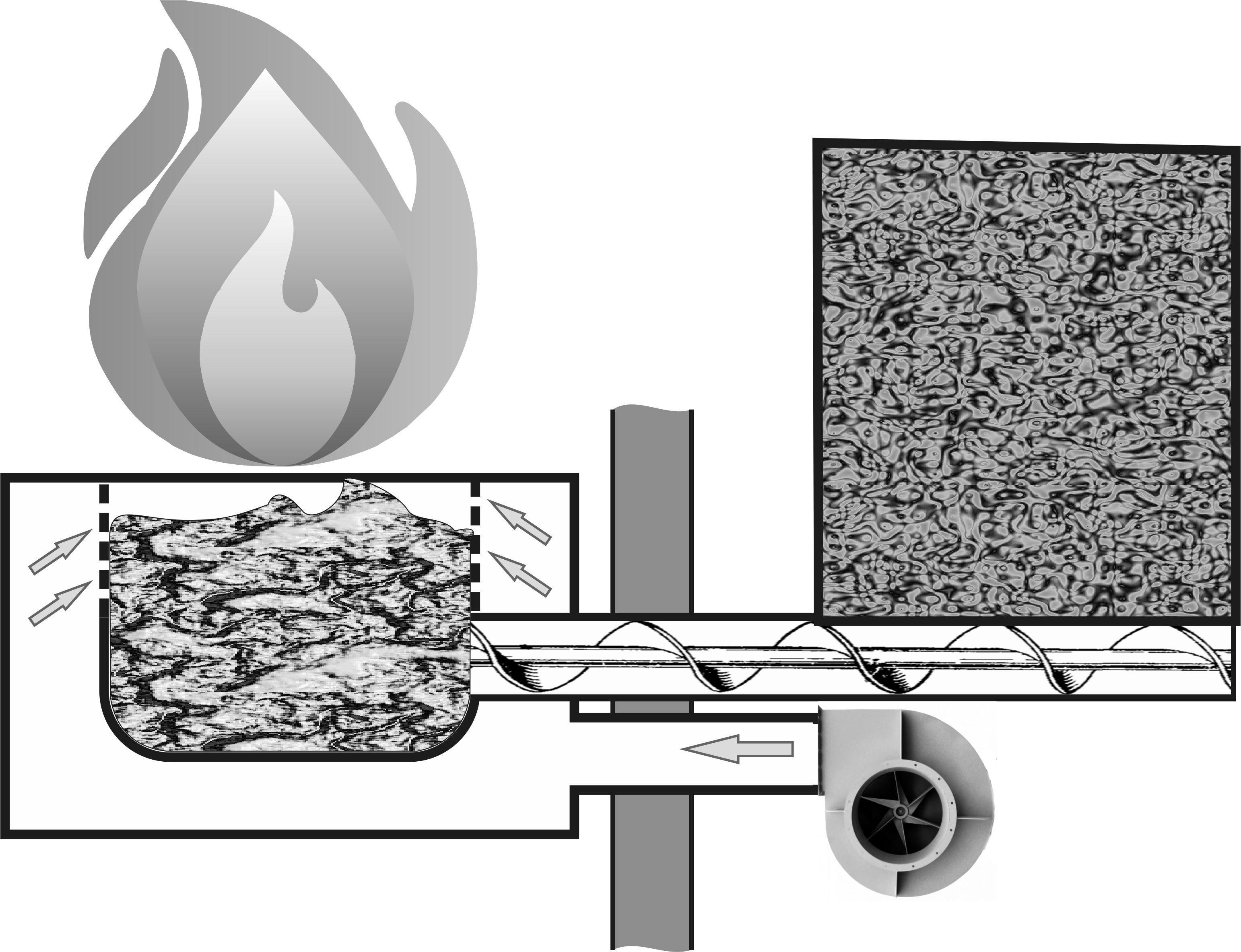 факельная пеллетная горелка теплогенератора